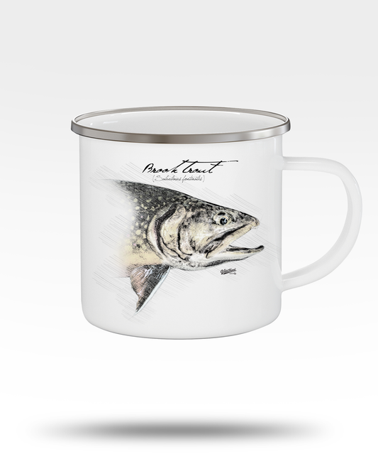 Brook Trout Drawing Enamel Camping Mug