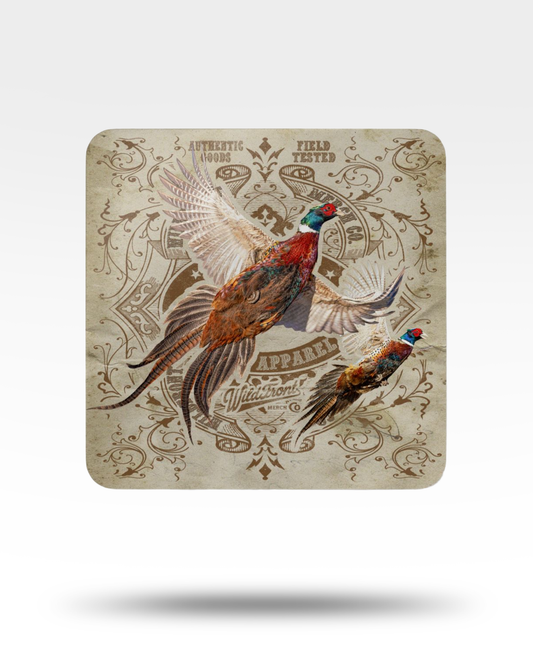 Pheasants Flushing Corkwood Coaster Set