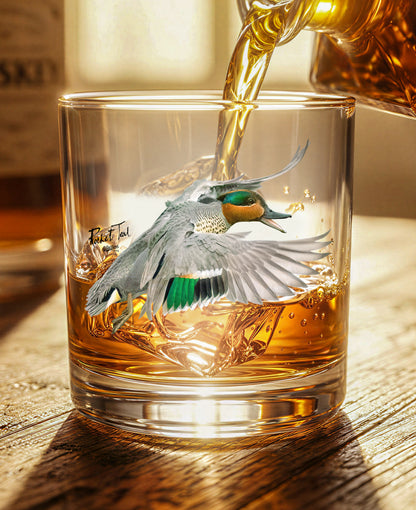 Green-Winged Teal Whiskey Glass
