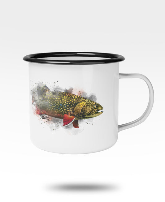 Brook Trout Black Rim Enamel Camp Mug