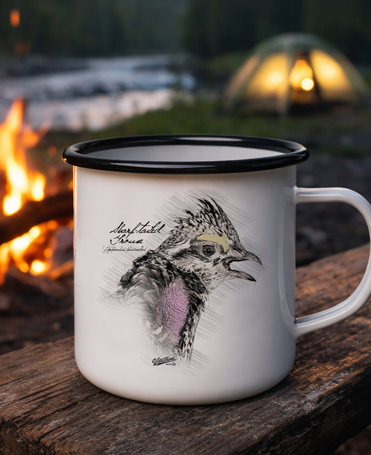 Sharp-Tailed Grouse Black Rim Enamel Camp Mug