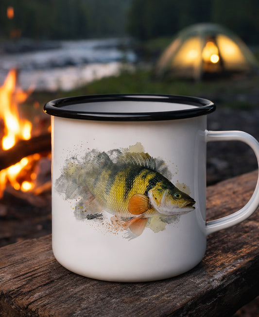 Perch Black Rim Enamel Camp Mug