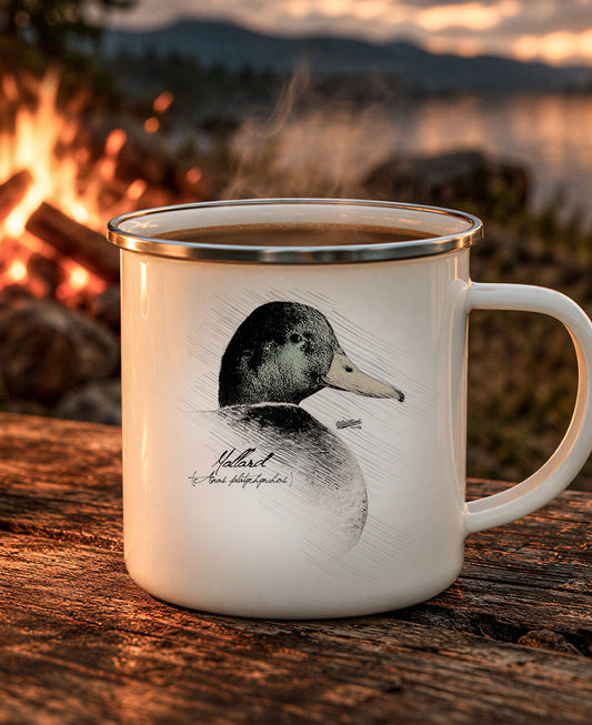 Mallard Drawing Enamel Camping Mug