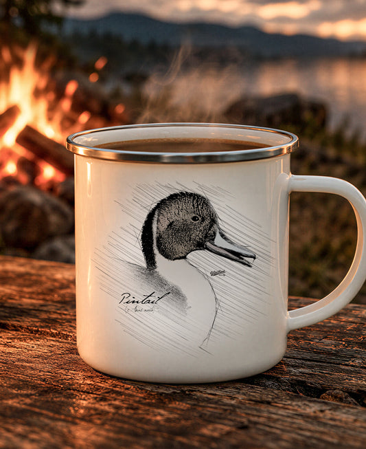 Pintail Drawing Enamel Camping Mug