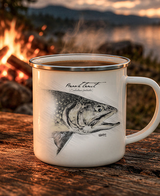 Brook Trout Drawing Enamel Camping Mug