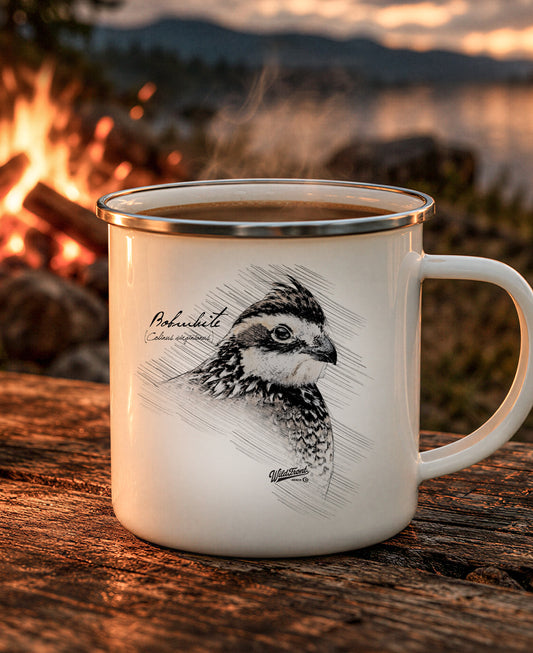 Bobwhite Quail Drawing Enamel Camping Mug