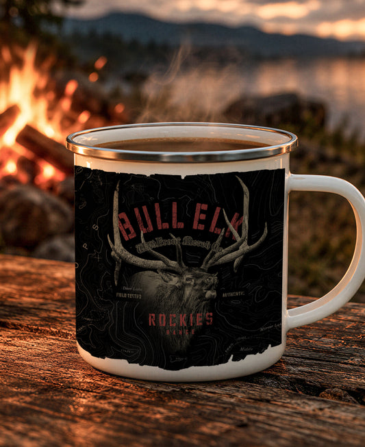 Bull Elk Enamel Camping Mug