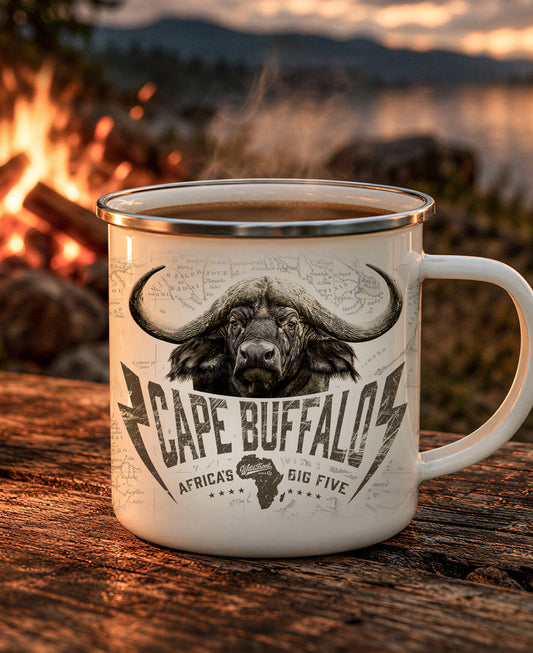 Cape Buffalo Enamel Camping Mug