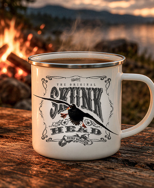 Skunk Head Enamel Camping Mug - Surf Scoter