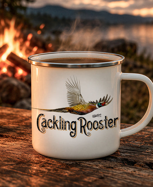 Cackling Rooster Enamel Camping Mug