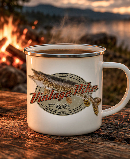 Vintage Pike Enamel Camping Mug