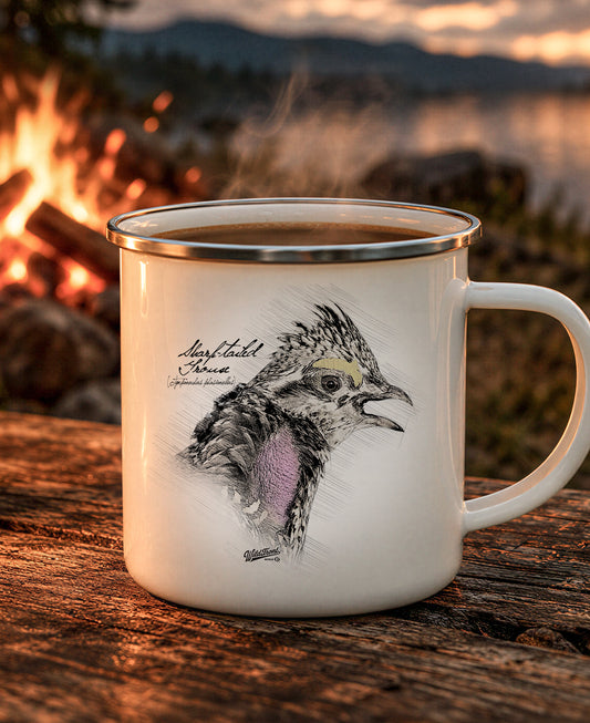 Sharp-Tailed Grouse Drawing Enamel Camping Mug