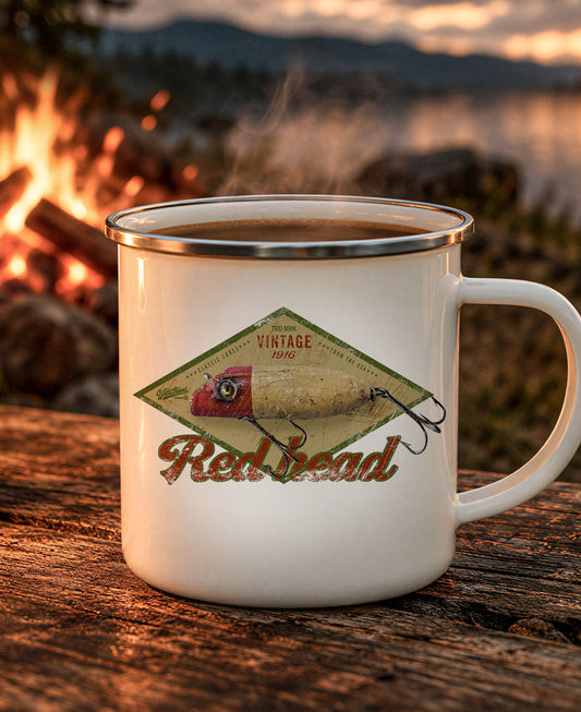 Red Head Vintage Lure Enamel Camping Mug