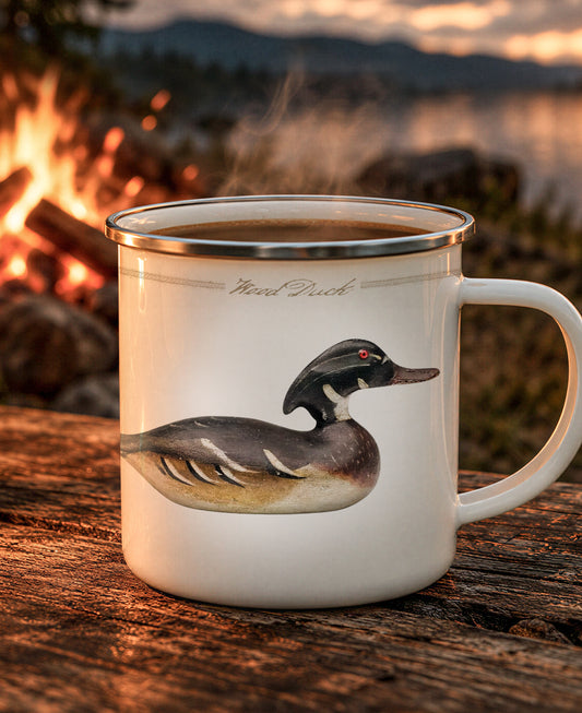 Wood Duck Vintage Decoy Enamel Camping Mug