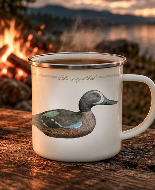 Blue-Winged Teal Vintage Decoy Enamel Camping Mug