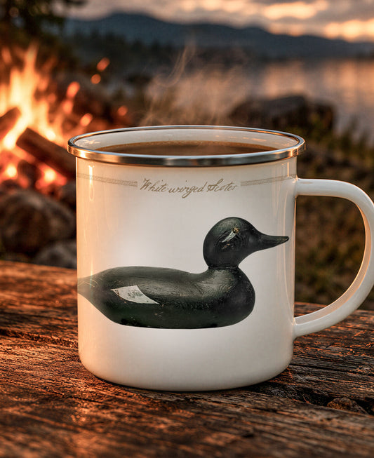 White-Winged Scoter Vintage Decoy Enamel Camping Mug