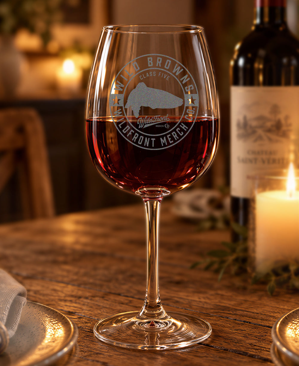 Wild Browns Engraved Wine Glass